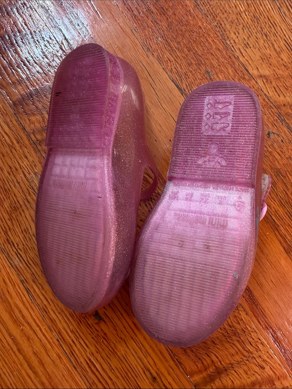Mini Melissa Shimmery Pink Ariel Jelly Mary Jane Shoes - Picture 4 of 4